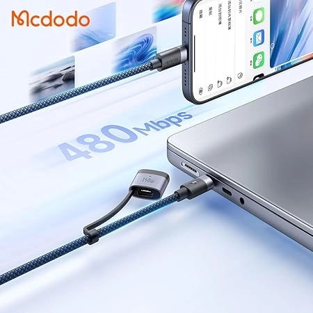 کابل تبدیل فست شارژ Mcdodo CA-3681 Type-C to Type-C PD 5A 240W 2m MCDODO CA-3681 TYPE-C TO TYPE-C PD 240W 5A 2M FAST CHARGING CABLE