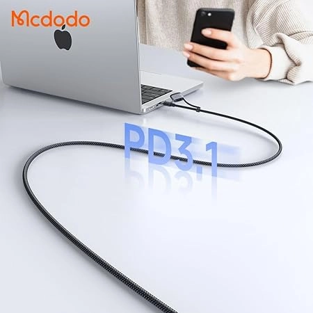 کابل تبدیل فست شارژ Mcdodo CA-3681 Type-C to Type-C PD 5A 240W 2m MCDODO CA-3681 TYPE-C TO TYPE-C PD 240W 5A 2M FAST CHARGING CABLE