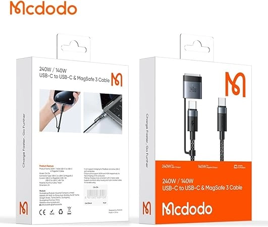 کابل تبدیل فست شارژ Mcdodo CA-3681 Type-C to Type-C PD 5A 240W 2m MCDODO CA-3681 TYPE-C TO TYPE-C PD 240W 5A 2M FAST CHARGING CABLE