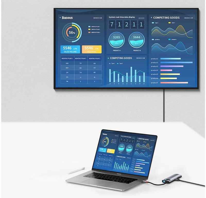 هاب 7 پورت باسئوس USB-C مدل WKWG020113