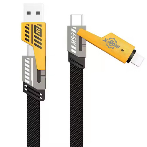 کابل تبدیل USB/USB-C به لایتنینگ/USB-C آیرون ایکس مدل SUPERFAST65W 4IN1 طول 1.5 متر