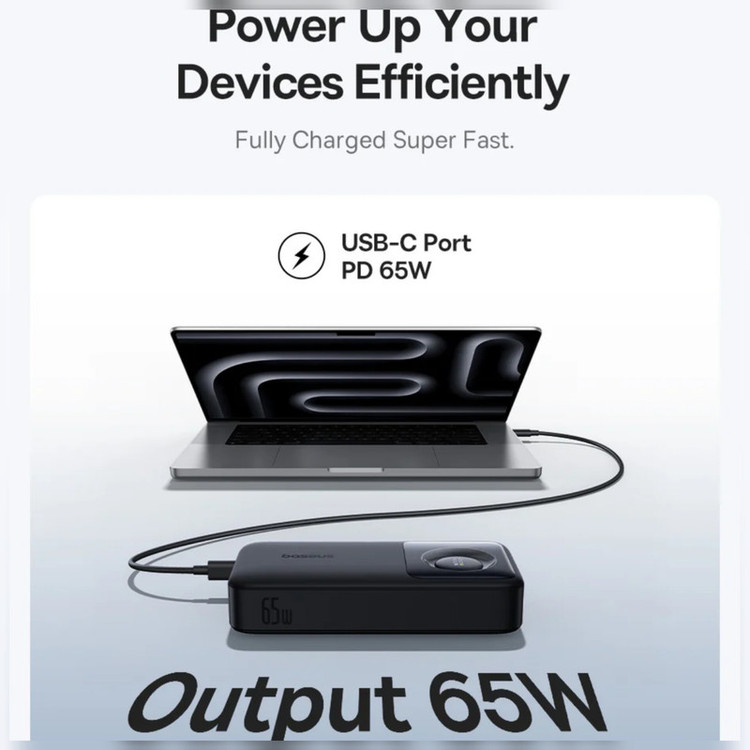 پاوربانک بیسوس مدل Free2Pull 65W ظرفیت 20000 میلی آمپر ساعت به همراه کابل USB-C