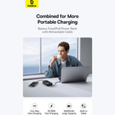 پاوربانک بیسوس مدل Free2Pull 65W ظرفیت 20000 میلی آمپر ساعت به همراه کابل USB-C