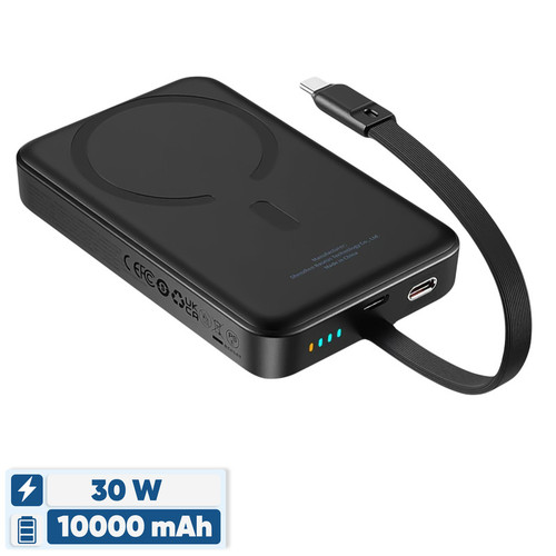 پاوربانک بیسیم 30 وات باسئوس مدل Magnetic Mini ظرفیت 10000 میلی آمپر ساعت