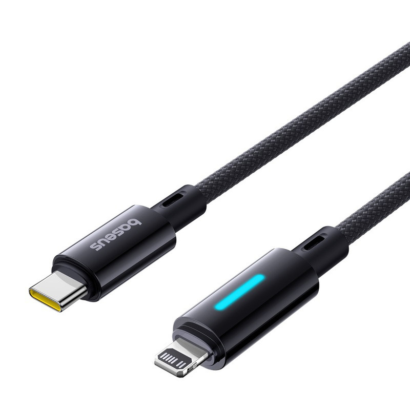 کابل تبدیل USB-C به لایتنینگ بیسوس مدل Lit Button-Control 20W طول 2 متر