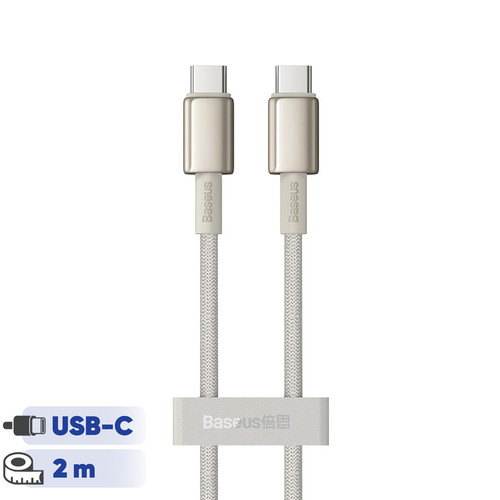 کابل تبدیل USB-C بیسوس مدل Tungsten Gold (100W) طول 2 متر