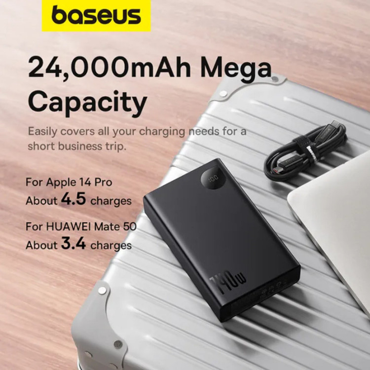 پاوربانک بیسوس مدل Adaman 140W ظرفیت 24000 میلی آمپر ساعت