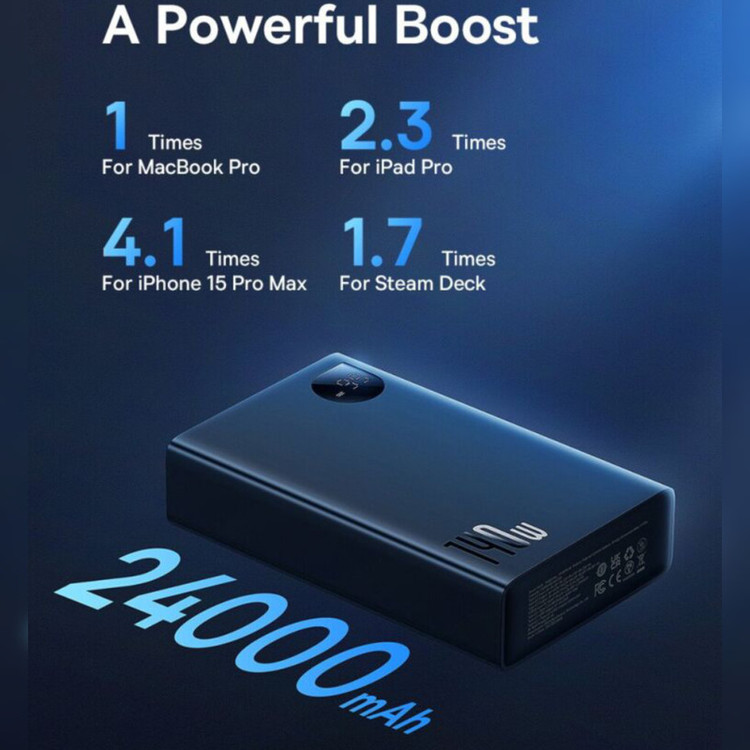 پاوربانک بیسوس مدل Adaman 140W ظرفیت 24000 میلی آمپر ساعت