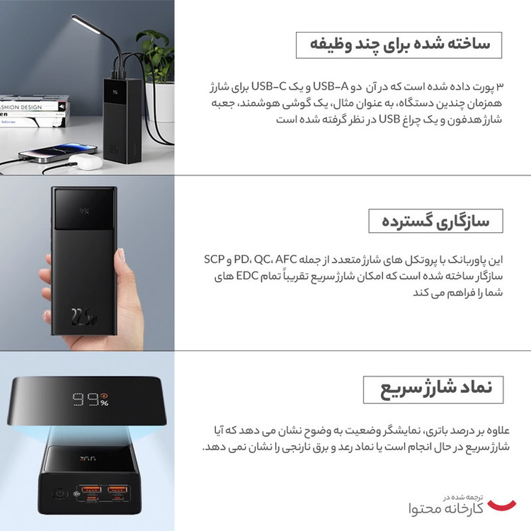 پاوربانک بیسوس مدل Star-Lord digital display ظرفیت 30000 میلی آمپر ساعت