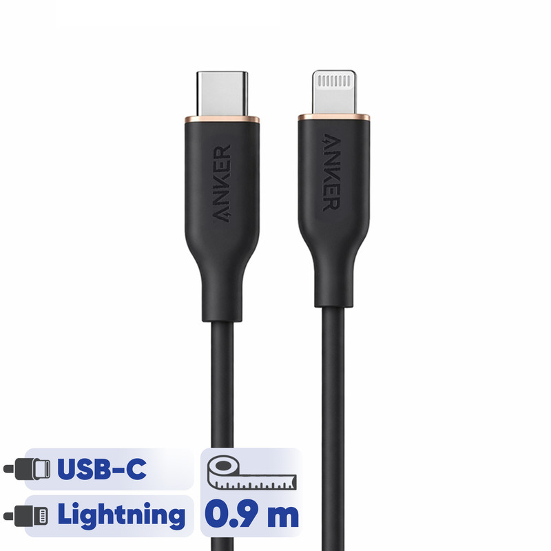 کابل تبدیل USB-C به لایتنینگ انکر مدل Power Line III Flow A8662 طول 0.9 متر