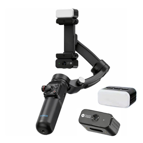 گیمبال و استابیلایزر هوشمند توکی مدل M03 AI 3-Axis به همراه دوربین دنبال کننده و میکروفون و فلش