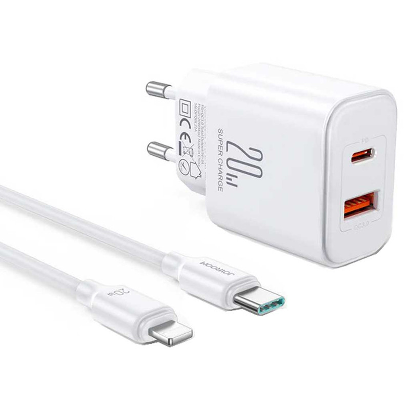 شارژر دیواری 20 وات جوی روم مدل JR-TCF05 به همراه کابل لایتنینگ